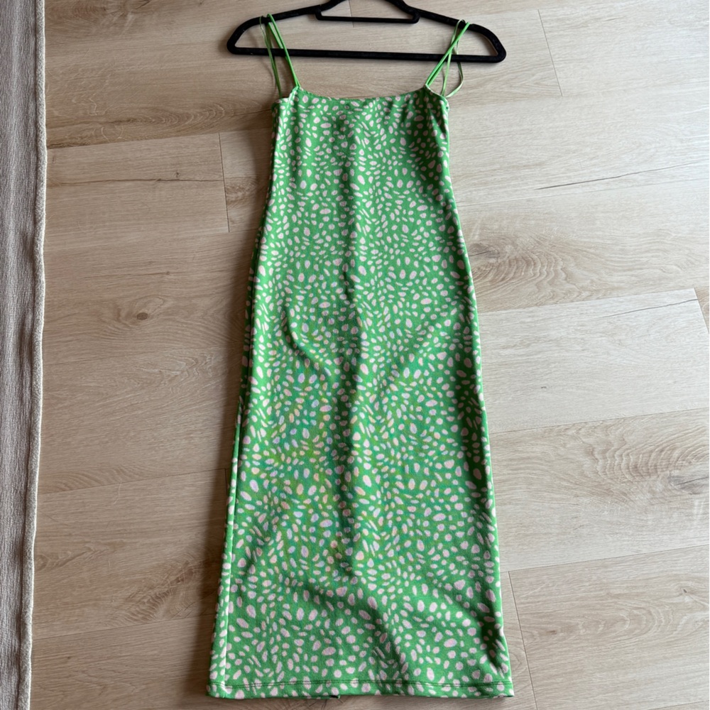 Zara Green Dress with Pink Dots